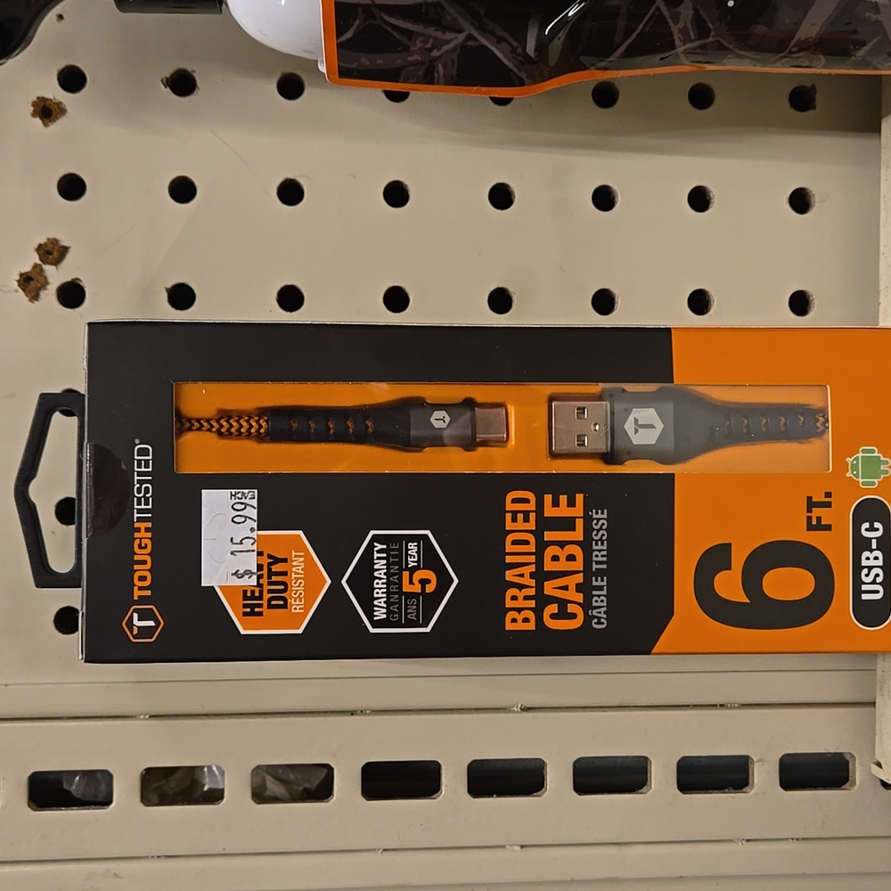 NIB ToughTested Braided USB-C Cable 6 ft Orange